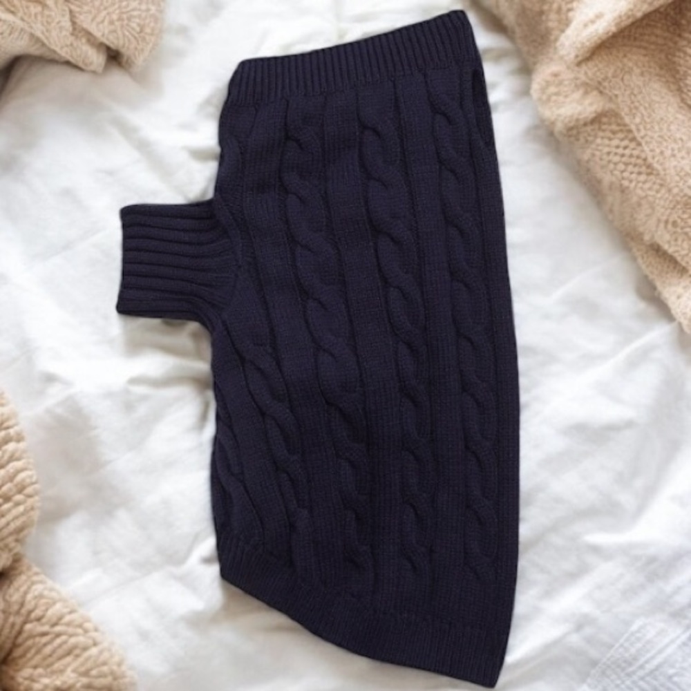 NWT GAP Cable-Knit Dog Sweater Navy Organic Cotton Cozy Soft - Medium